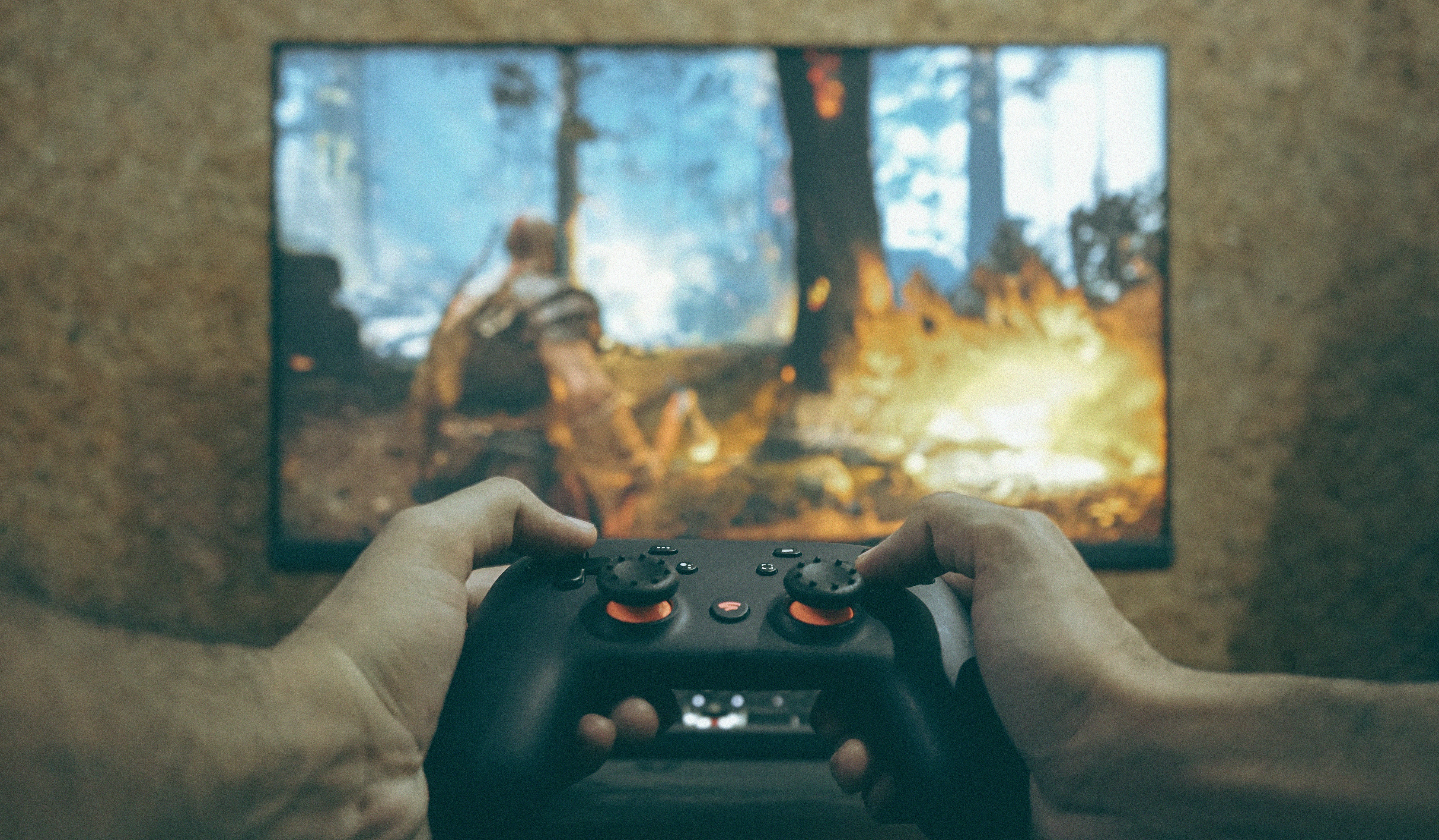 Hands on a controller during a review session